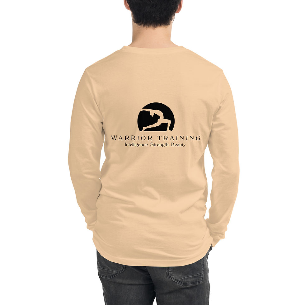 Thumbnail: Warrior Training Unisex Long Sleeve Tee (Full Logo Back; Black Text)