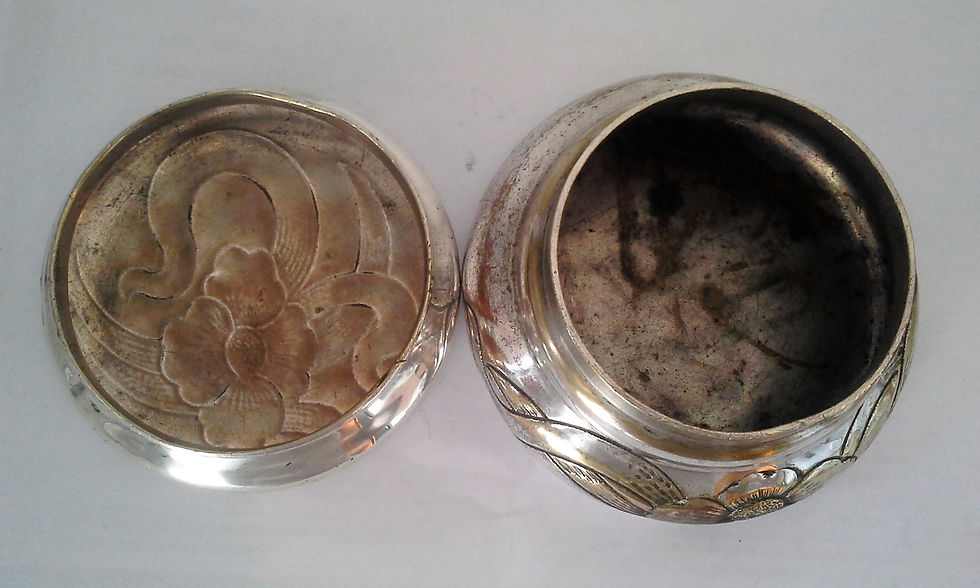 Miniatura: Antigua Cajita de bronce con baño. Plata Lappas
