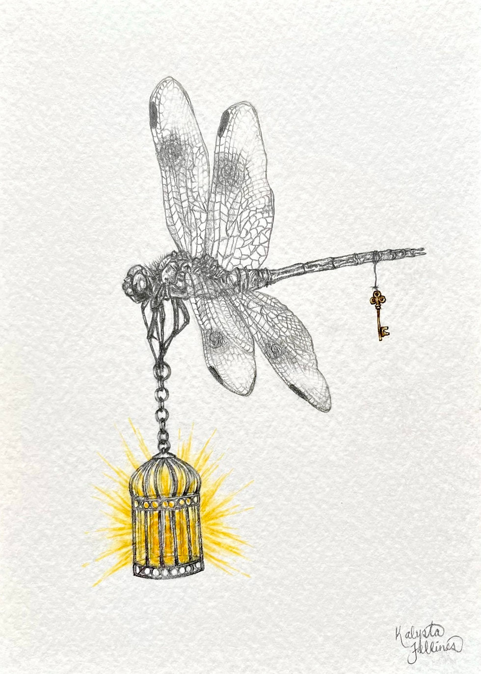 Thumbnail: "Dragonlight" graphite and watercolor illustration