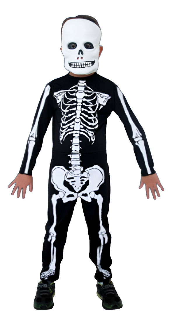 Fantasia Esqueleto Caveira Dia Das Bruxas Halloween Infantil(preto,gg / xxl)