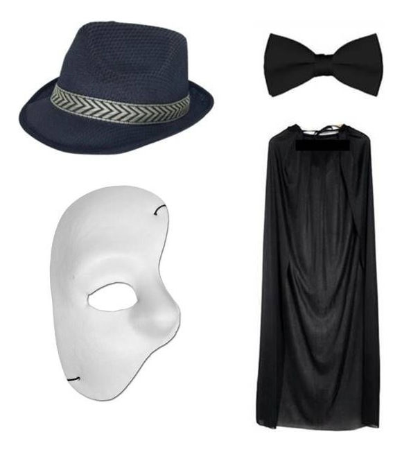 Fantasia Fantasma Da Opera 4 Peças Adulto Festas Halloween