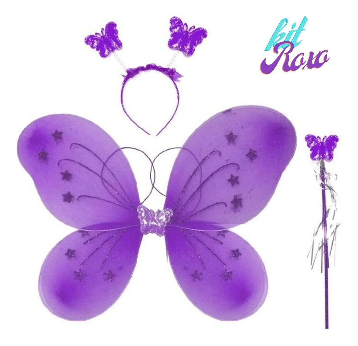 30 Asas Borboleta Fada Fantasia Festa Infantil Varias Cores(roxo)