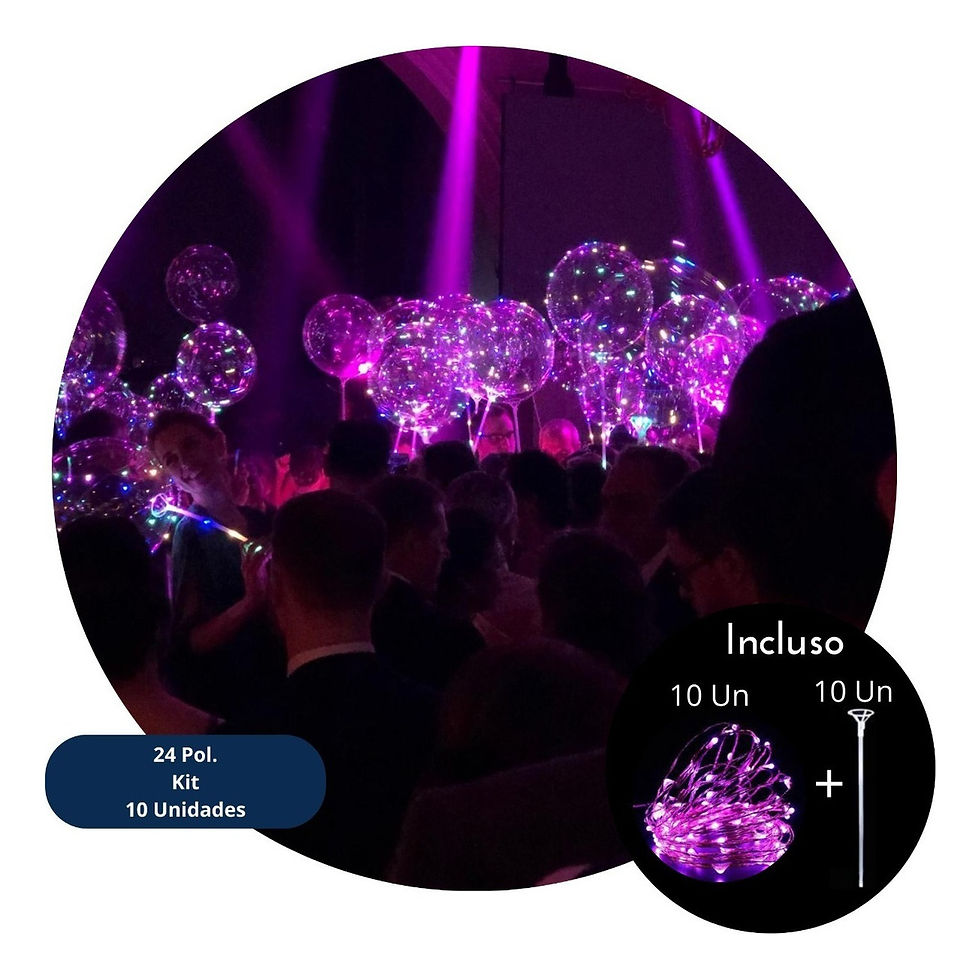 15 Balão Transparente Led Bubble Festa 24pol Casamento Pilha(rosa)