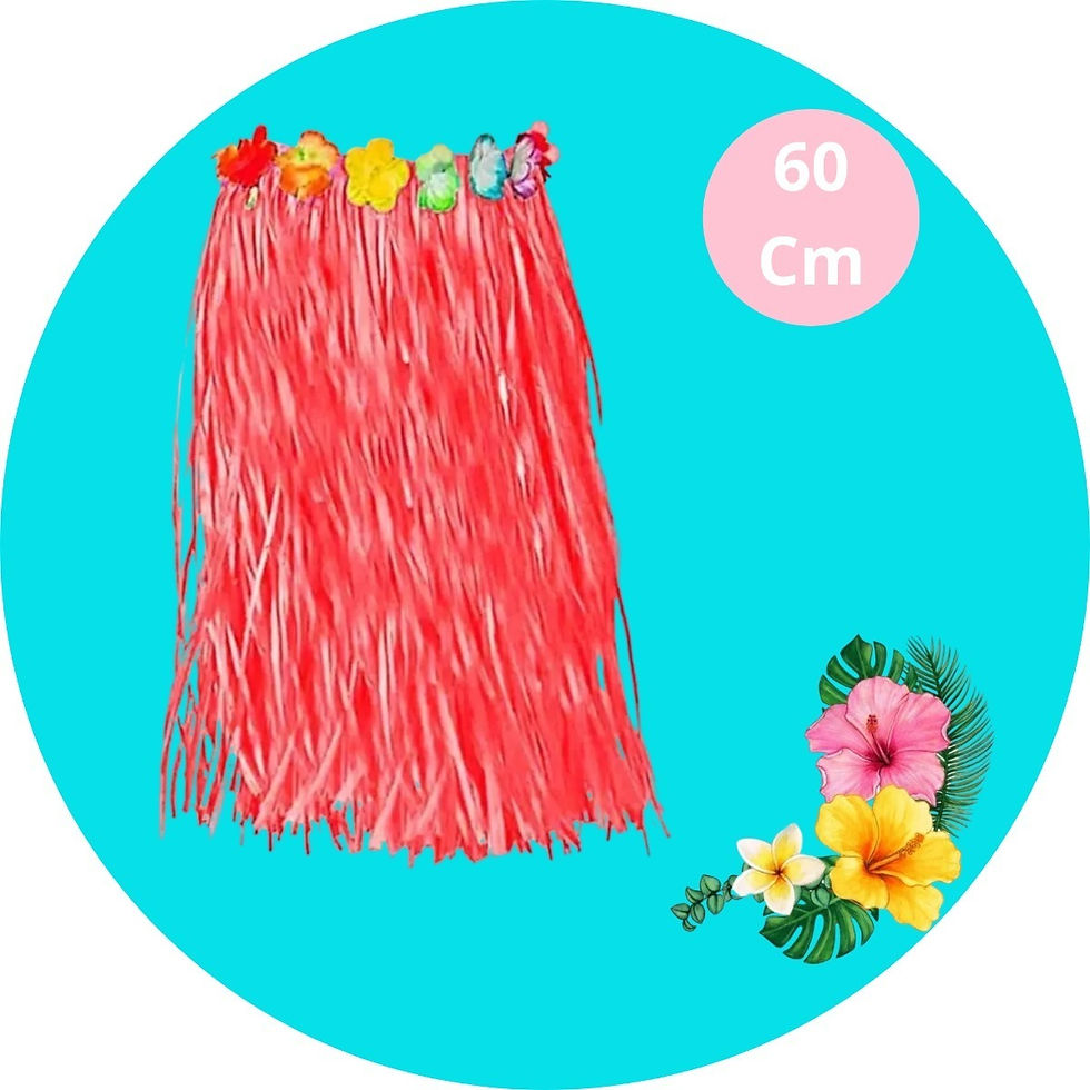 3 Saias Havaiana 60cm Luau Festa Velcro+ Elástico Ajustável(3 vermelha)