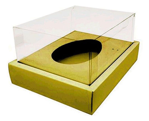 Caixa Ovo Colher Moldura Meio Ovo De 350g Ouro 5 Unidades