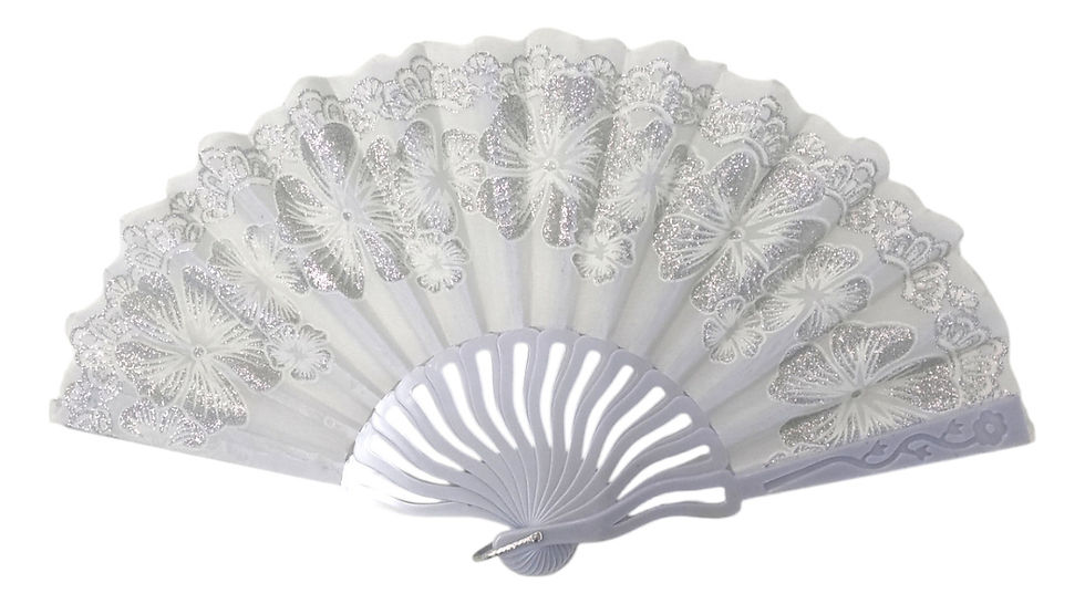 Leque Tecido Carnaval Festas Fantasia Casamento Oriental(branco)