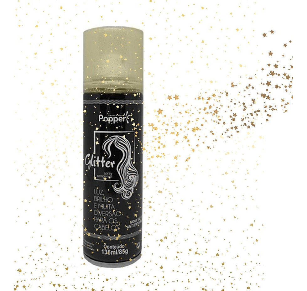 Spray Glitter Popper Prata E Dourado Corpo Roupa E Cabelo