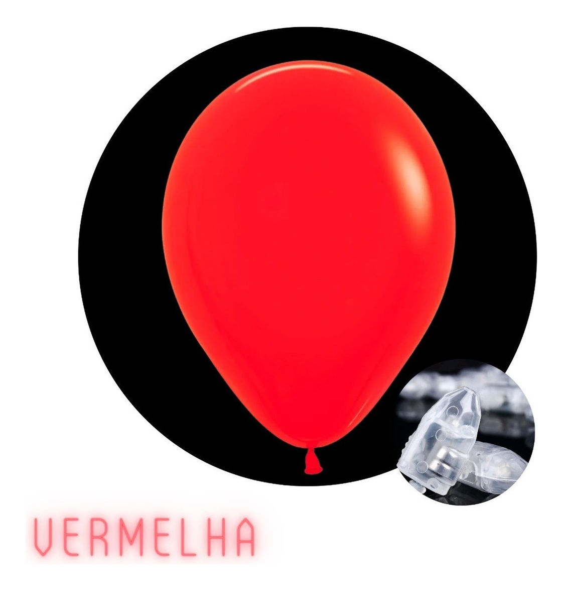 Balões Led Bexiga Luminosa Kit C/ 20 Und Temos Todas Cores(vermelha)