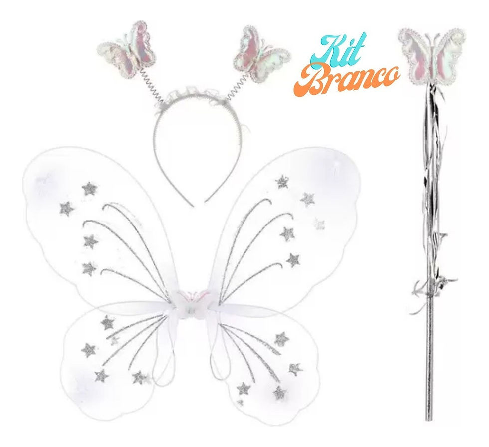 8 Asas Borboleta Fada Fantasia Festa Infantil Varias Cores(branca)