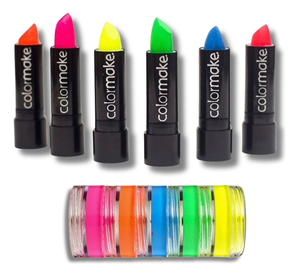 Tinta Facial 5 Cores + 2 Batom Neon Fluor Maquiagem Festa