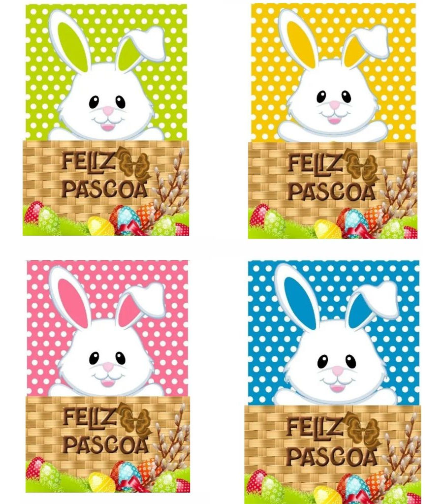 Almofada Com Bolso - Feliz Páscoa 19*15cm(kit 4 almofadinhas)