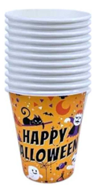 Copo De Papel Halloween 250ml 10 Unid(laranja)