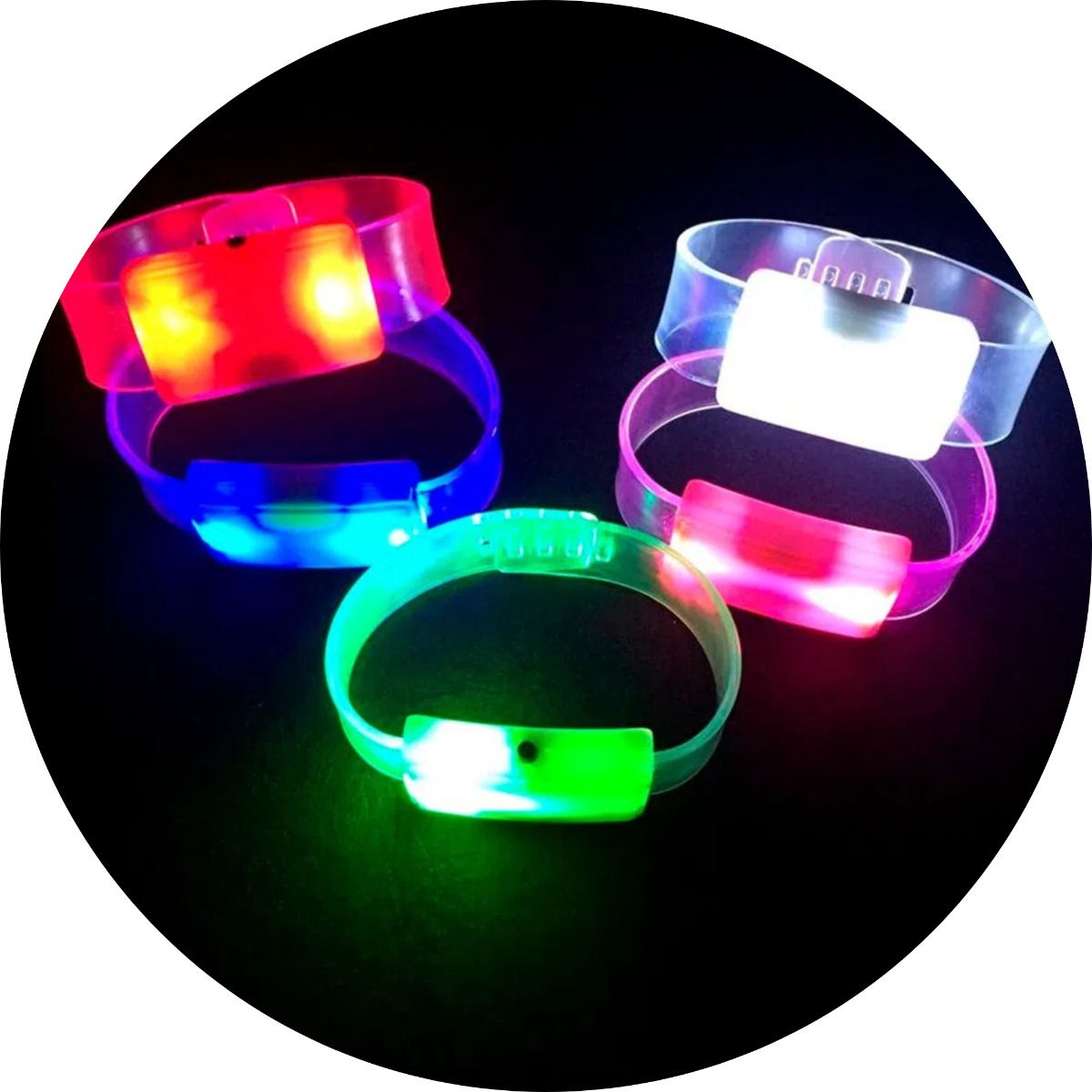Kit 5 Pulseiras De Led Luz Pisca Colorida Festa Balada