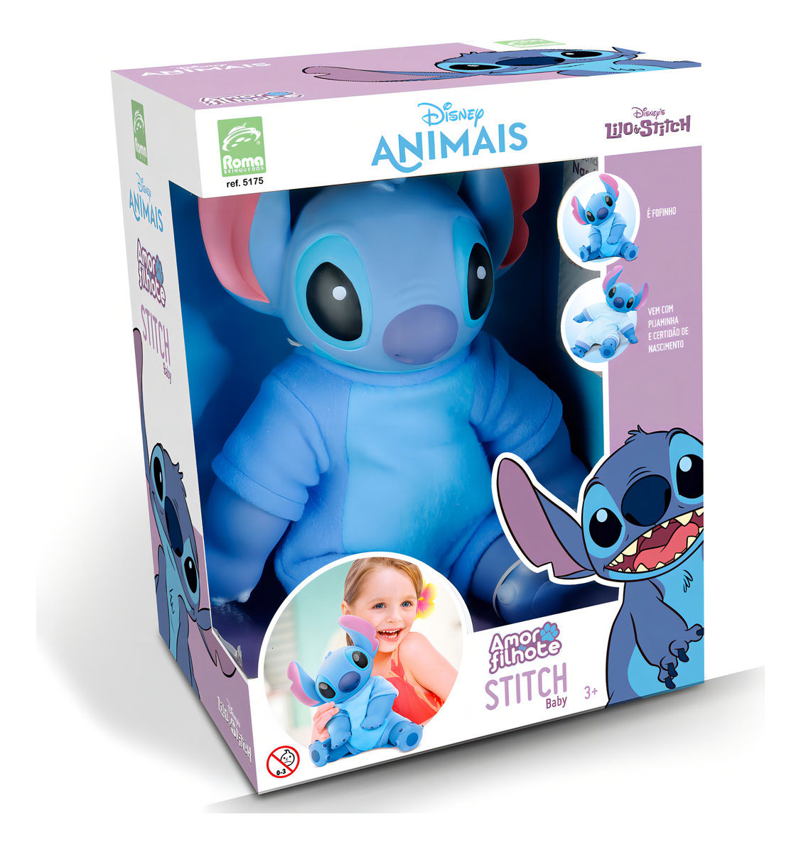 Pelúcia Roma Brinquedos Amor De Filhote Stitch 8cm Cor Azul