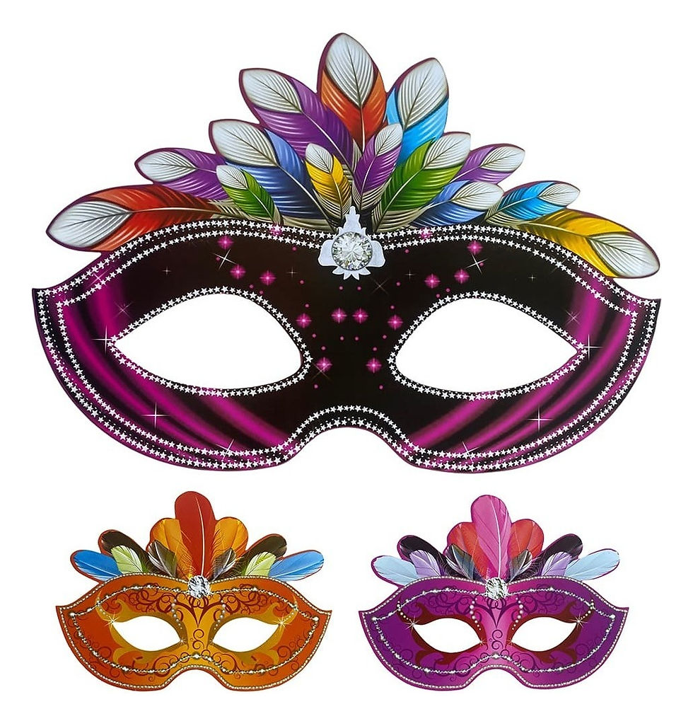 Máscara Carnaval Papel Cartonado 1 Grande 2 Pequenas Oferta