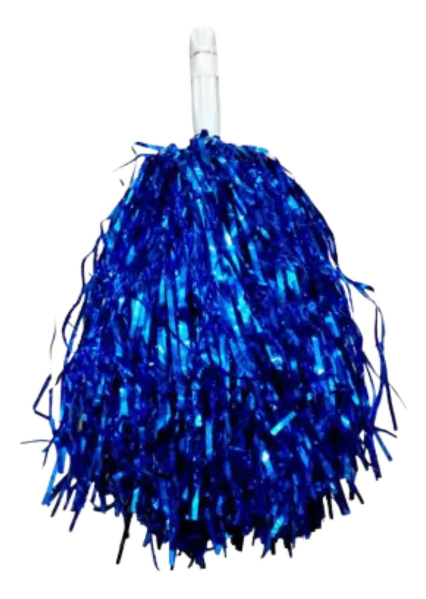 Pompom Metalizado Cor Azul Líder De Torcida Festa Esporte
