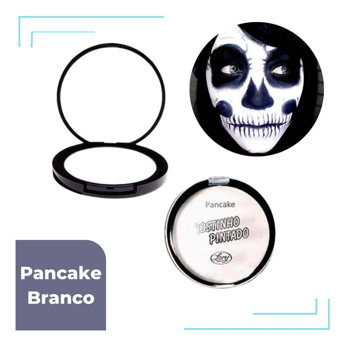 Kit 3 Pancake P/ Maquiagem Artística Branco Halloween