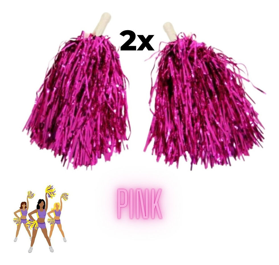 Pompom Metalizado Cor Pink Líder De Torcida Festa Esporte