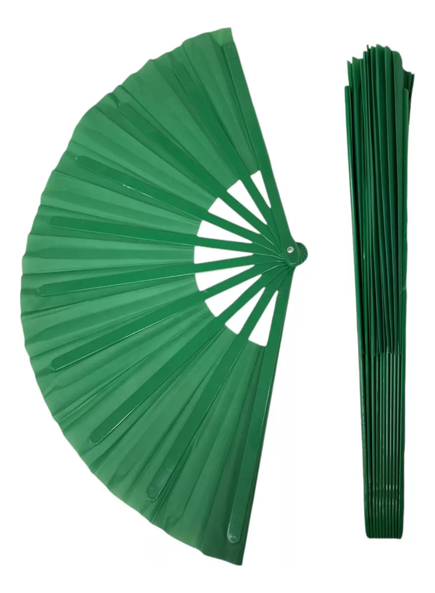 Leque De Mão Grande Taichi Kung Fu Dança Festa Liso 63x34 Cm(verde,verde liso)