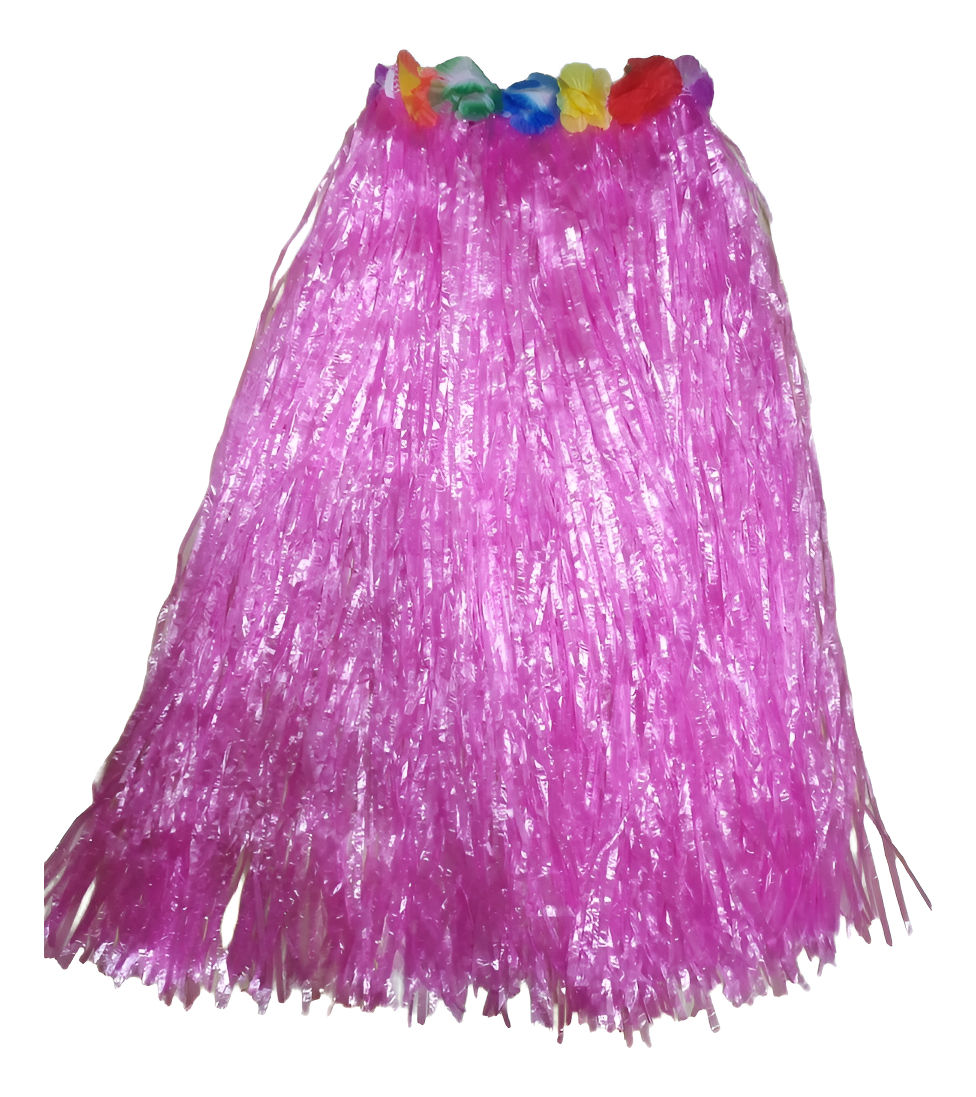 Saia Longa Havaiana Luau Festa Havaiana 75cm Rosa Velcro