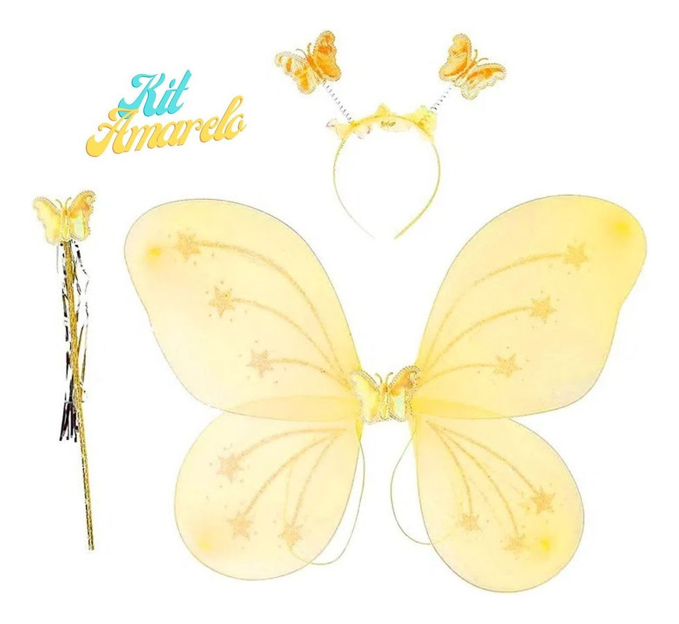 15 Asas Borboleta Fada Fantasia Festa Infantil Varias Cores(amarela)