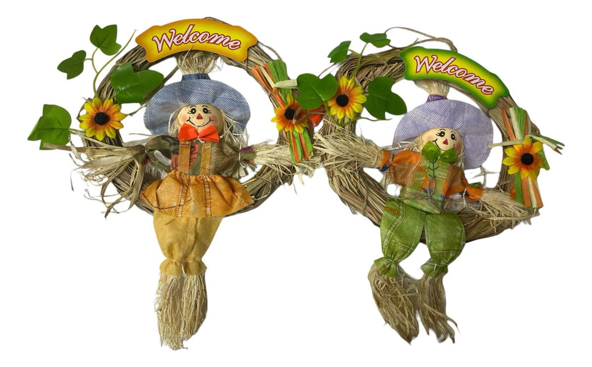 2 Bonecos De Palha Espantalho Guirlanda Enfeite Festa Junina