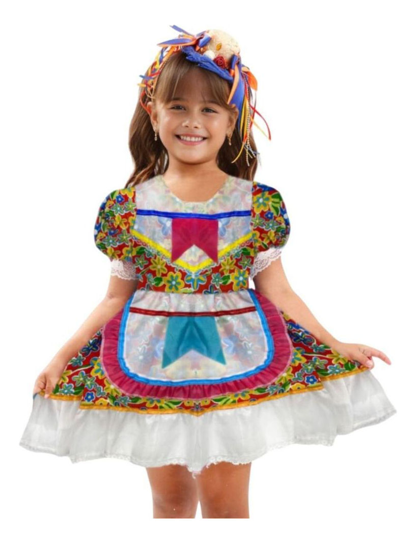 Vestido Infantil Festa Junina São João Xadrez Renda Arraiá(b08)