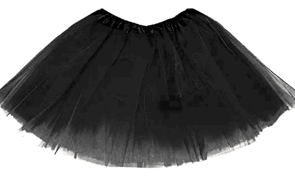 Fantasia Policial Quepe Preto Algema Suspensório Saia Festa (preto,saia de tule)