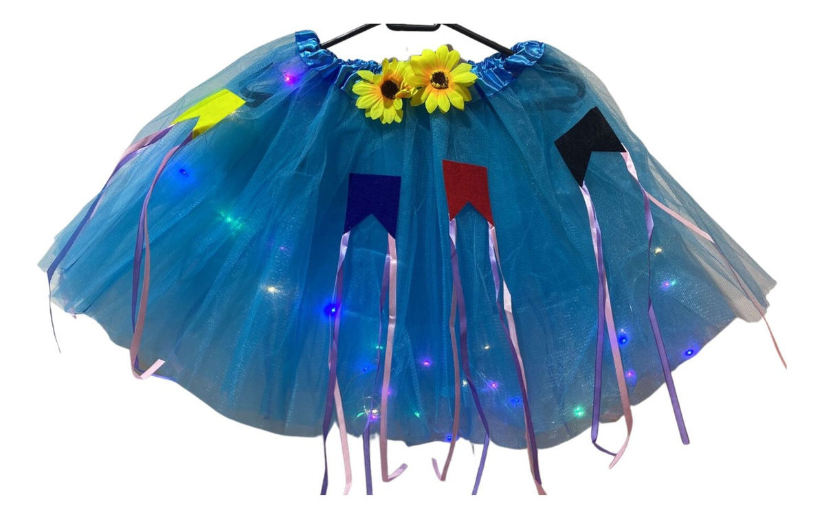 Saia Led De Tule 30 Cm Festa Junina Bandeiras Arraia Cores(azul,m)