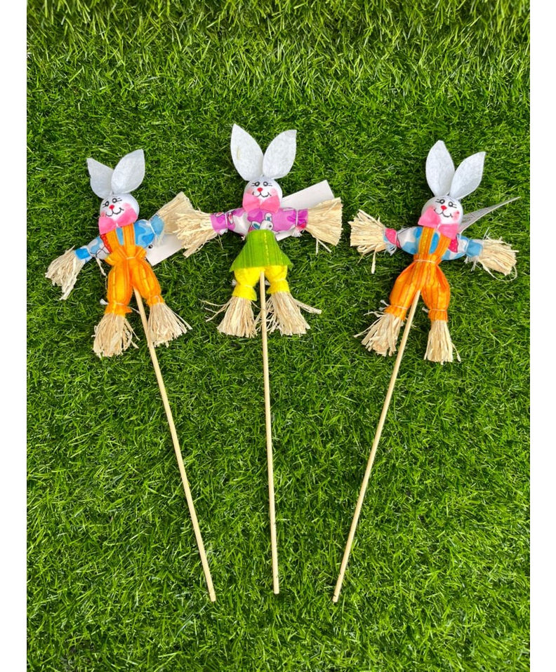 Enfeite Pascoa Coelho No Palito - Kit C/3 Unidades
