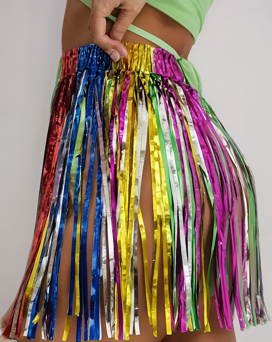 Saia Em Fitilho Metalizado De 40cm Carnaval Fitas Coloridas(colorida,unico)