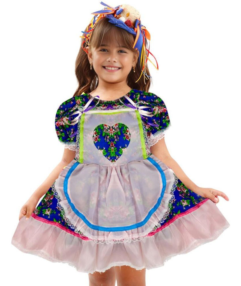 Vestido Infantil Festa Junina São João Xadrez Renda Arraiá(c01)