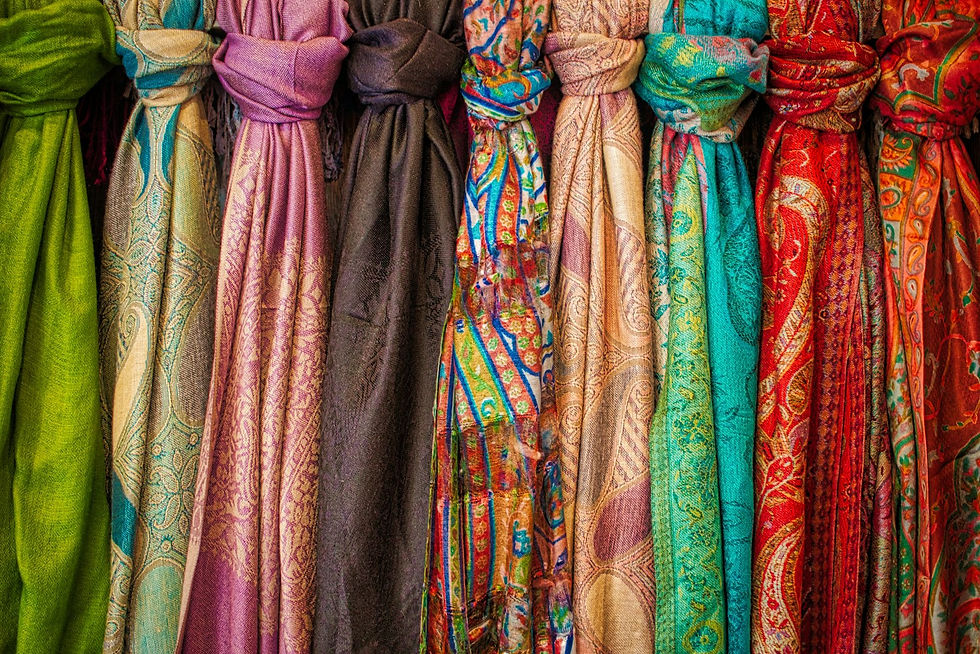 A folded silk scarf
