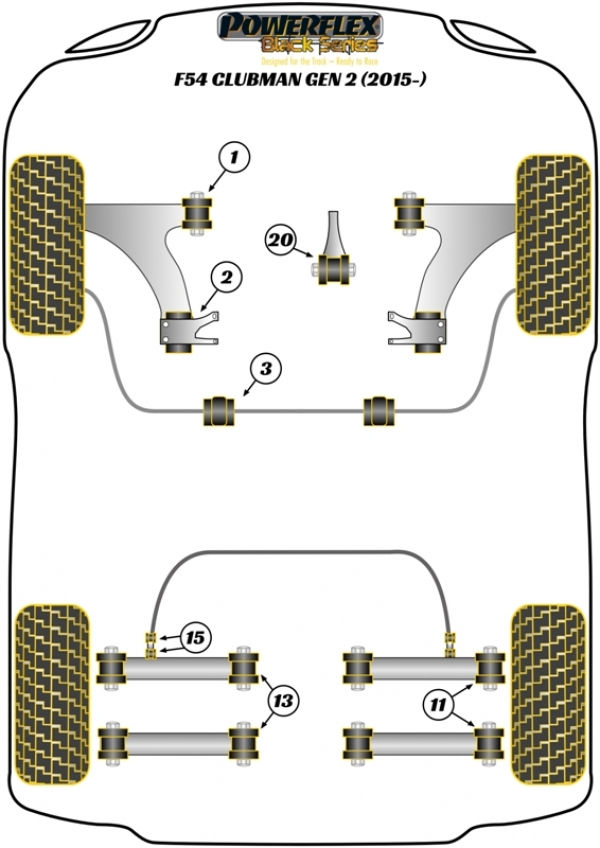 Miniatiūra: Front ARM FRONT BUSH CAMBER ADJUSTABLE - Powerflex Black Series