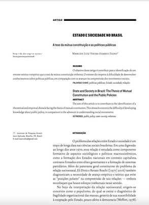 Estado e sociedade no Brasil: A tese da mútua constituição e as políticas públicas