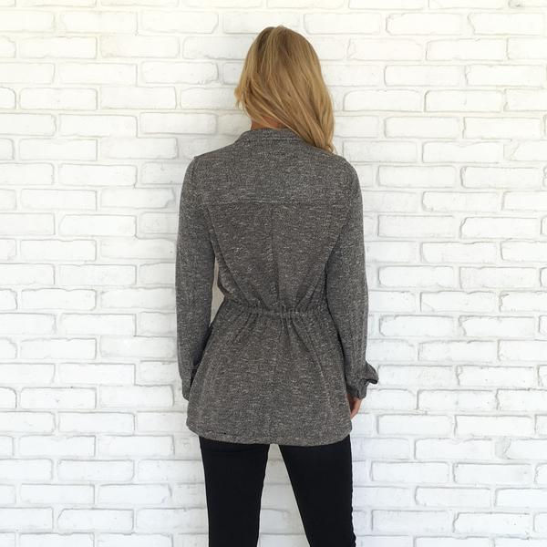 Thumbnail: PULL IT TOGETHER KNIT JACKET IN CHARCOAL