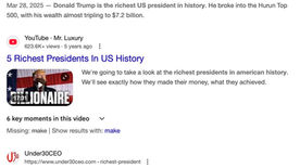 Nằm trong danh sách Tổng Thống giàu nhất nước Mỹ và là Tổng Thống đem đến nhiều sự đầu tư (thịnh vượng) vào nước Mỹ nhất