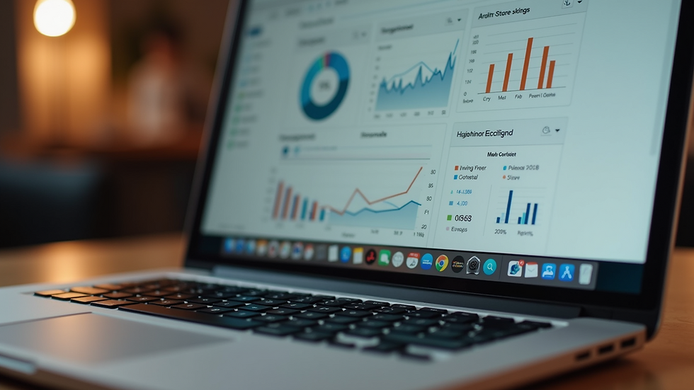 Close-up view of laptop screen showing influencer marketing analytics dashboard
