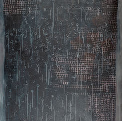 AS0001. Espacios. Serie Reconstruyendo. 2015. Tinta al alcohol y acrílico sobre tela. 200 