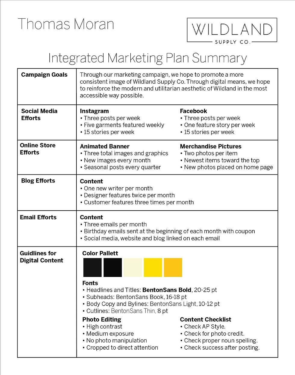 Integrated Marketing Plan Summary