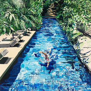 Pool with Garden, enamel on canvas, 65.1 x 50 cm, 2021.jpg