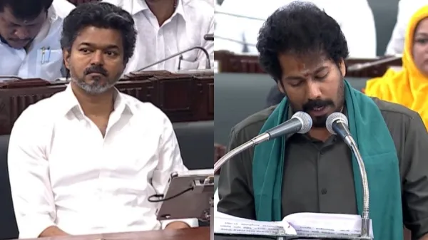 விஜய்யை 6 நிமிடமாக புகழ்ந்த வினோத்! "போதும்... பட்ஜெட்டுக்கு வாங்க!" குறுக்கே வந்த சபாநாயகர்