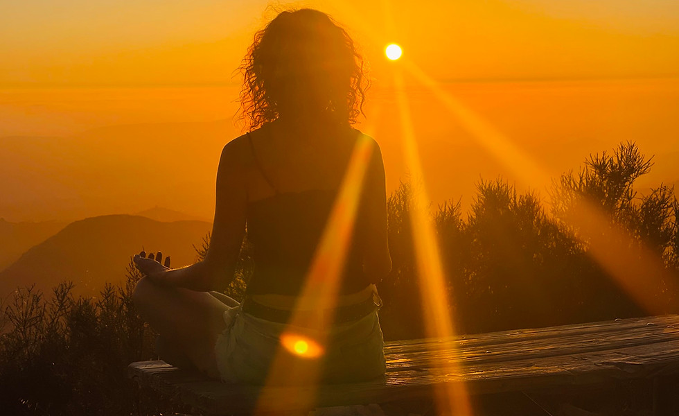 meditation and sun rays