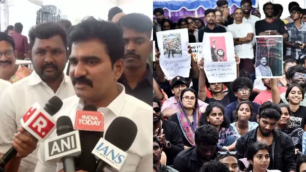 "ஆர்எஸ்எஸ் குரலில் பேசும் நிர்மல் குமார்?" – தவெக அரசின் நிலைப்பாட்டை கேள்வி எழுப்பும் மாணவர்கள்
