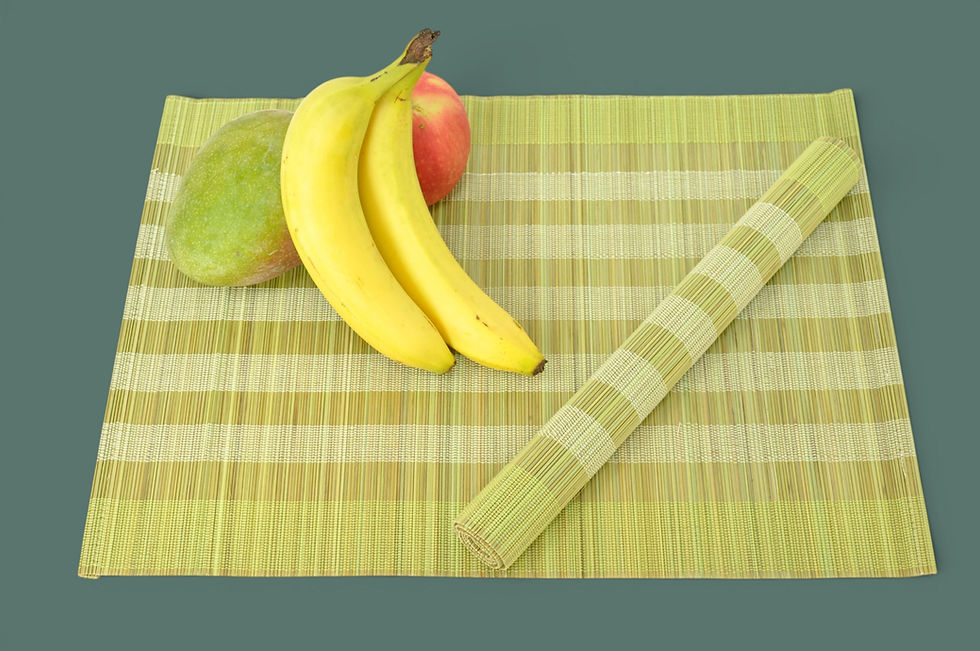 Thumbnail: handwoven bamboo placemat wooden table mat red cream green black brown orange blue yellow