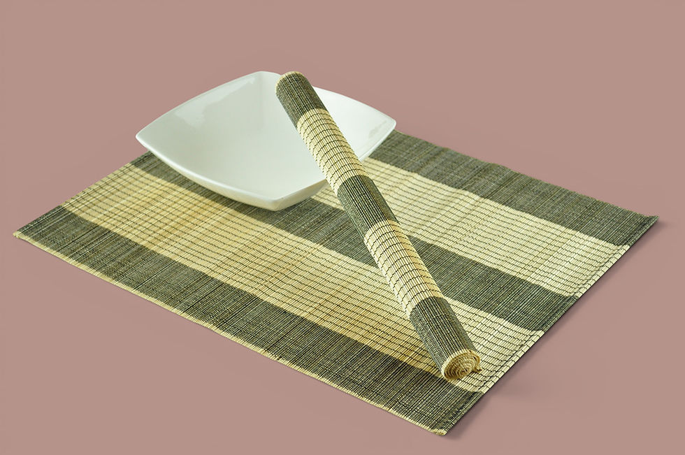 Thumbnail: handwoven bamboo placemat wooden table mat red cream green black brown orange blue yellow