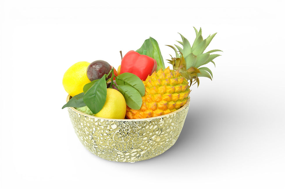 Thumbnail: eco-friendly bamboo serving decorative fruit round bowl with eggshell inlay in black brown colour