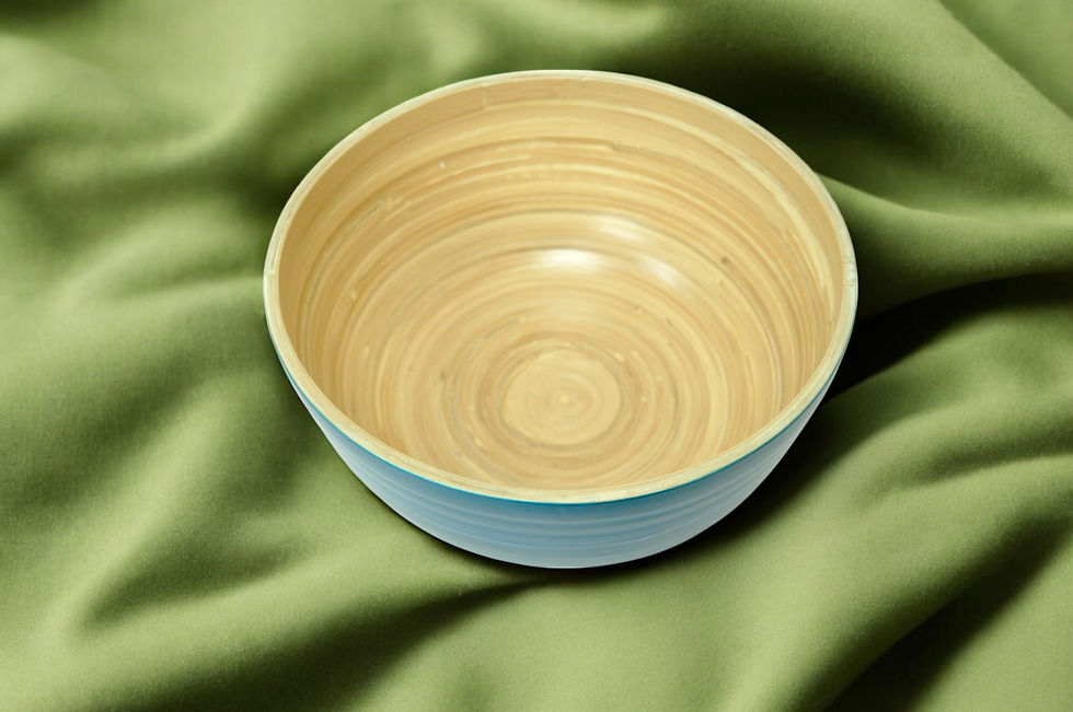 Thumbnail: eco friendly handmade bamboo wood bowl round oval boat shape salad fruit serving bowl brown cream green orange red blue