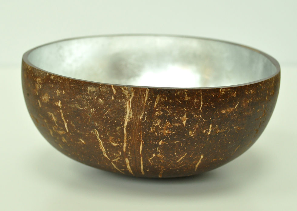 Thumbnail: handcrafted coconut wood decorative round bowl coated with silver leaf white