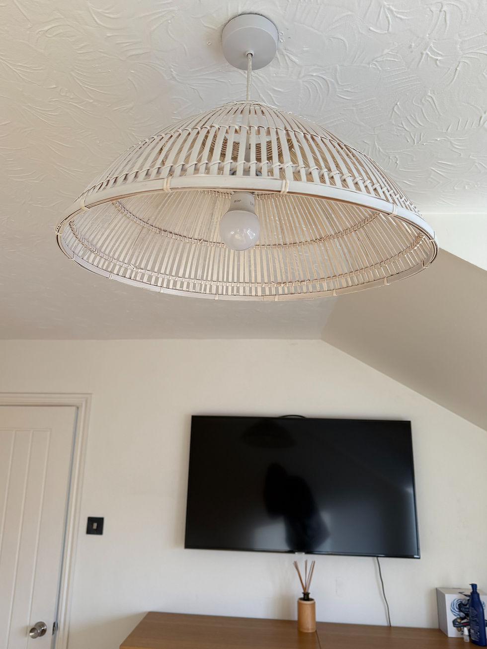 Thumbnail: large retro style round cone shape lampshade pendant light shade handcrafted of sustainable bamboo in white brown